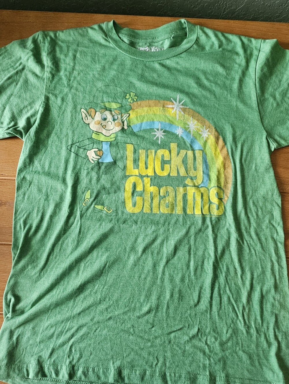 Tee Luv Lucky Charms Retro Rainbow T-Shirt featuring Lucky the Leprechaun Medium